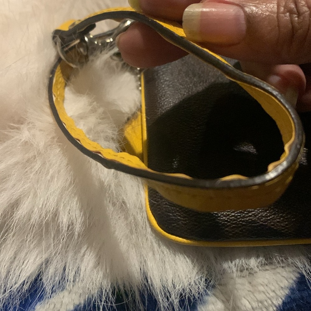 Coach Brown and Yellow Wristlet with Gold Accents FIRM! - Picture 2 of 8